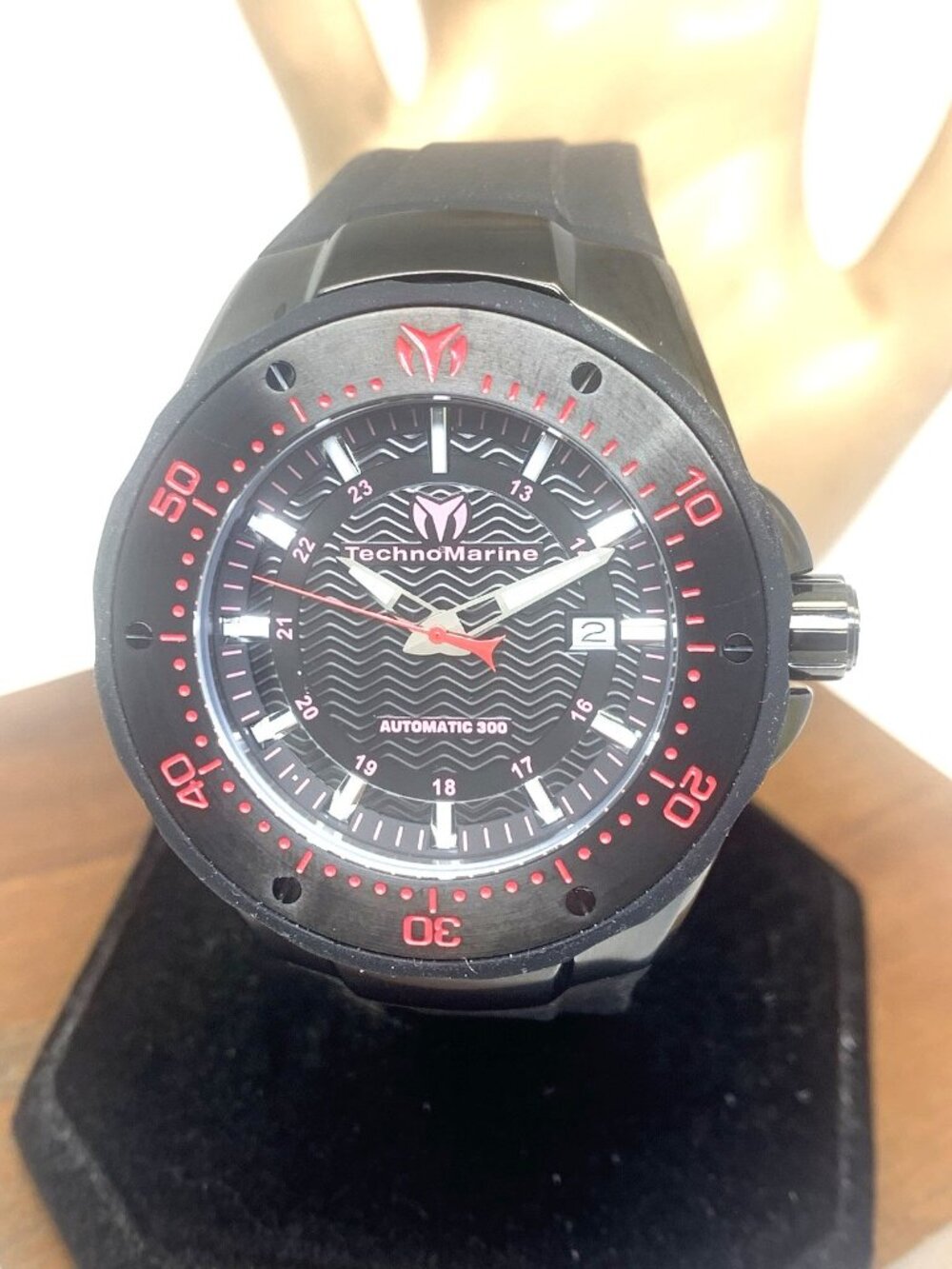 Technomarine Men's Watch TM-215088 Automatic Red Black Rubber Strap 47mm